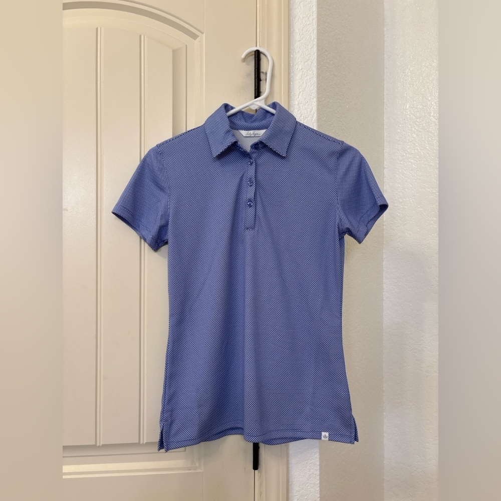 Lady Hagen Polo Shirt XS Blue White Print Golf Tennis Athletic Top NWOT